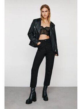 Organic Denim High Waisted Cropped Mom Jeans